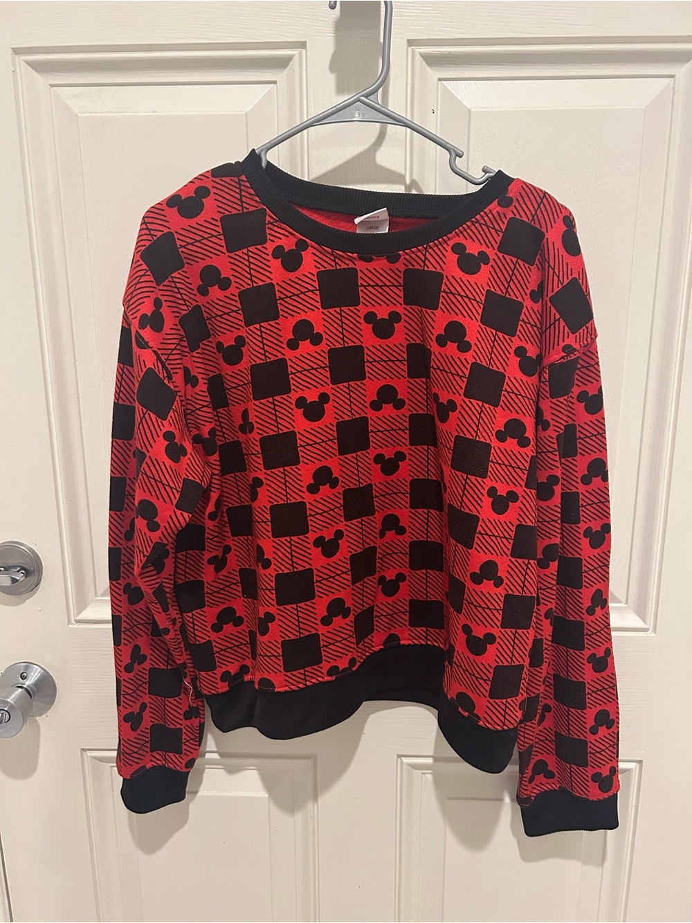 Disney Red & Black Checker Mickey Mouse Sweatshirt